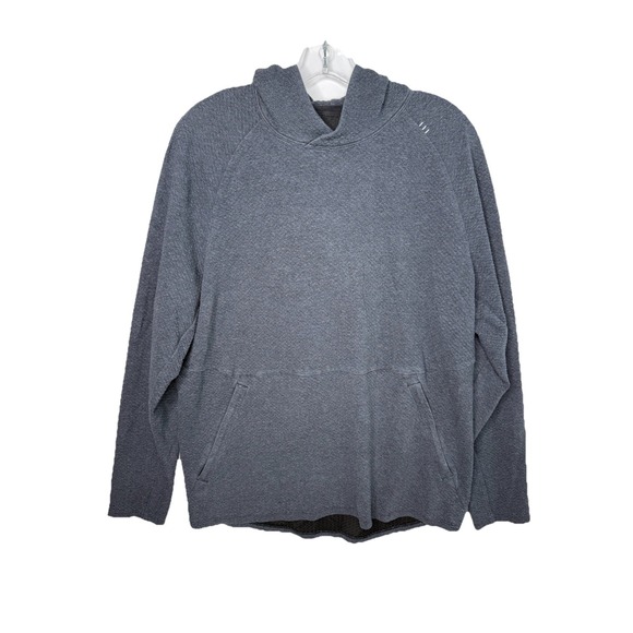 Lululemon At Ease Hoodie Mens Large Gray Athletic Long Sleeve Textured Pullover - Picture 1 of 7